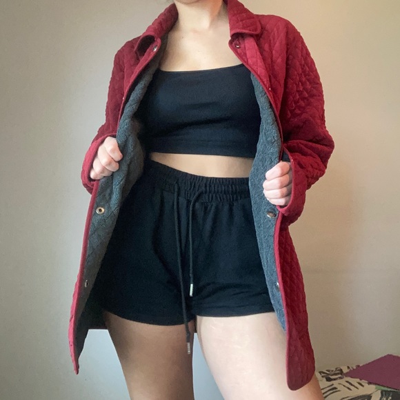 Reversible Dark Red + Gray Quilted Jacket - Picture 10 of 12